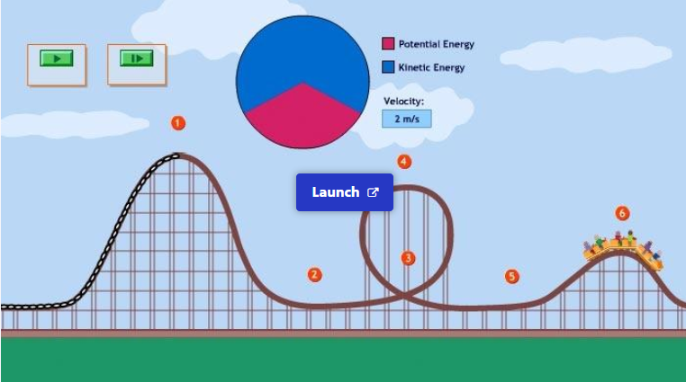 Transfer of energy in roller coaster